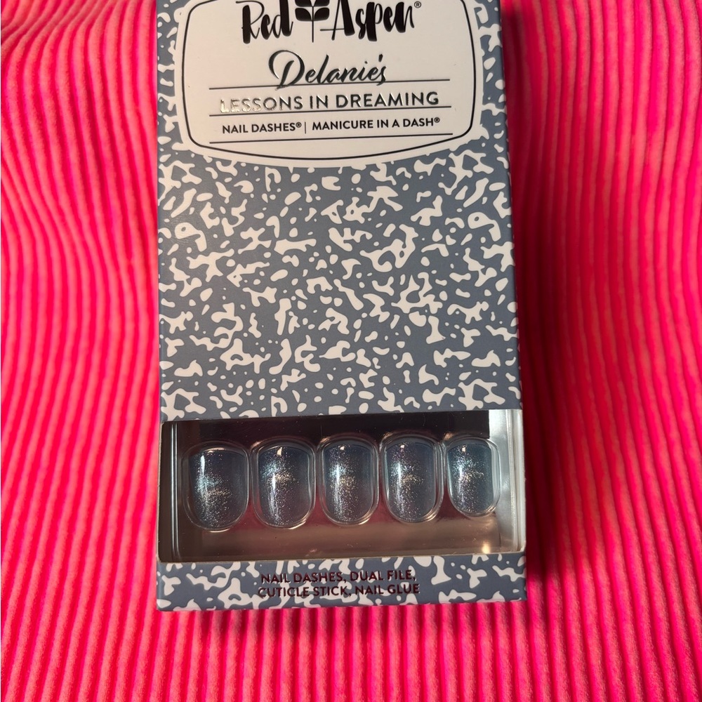 Red Aspen Blue Nail Dashes- Delanies lessons in dreaming